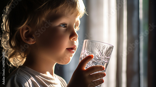 children drink clean water in nature. selective focus Generative AI, photo