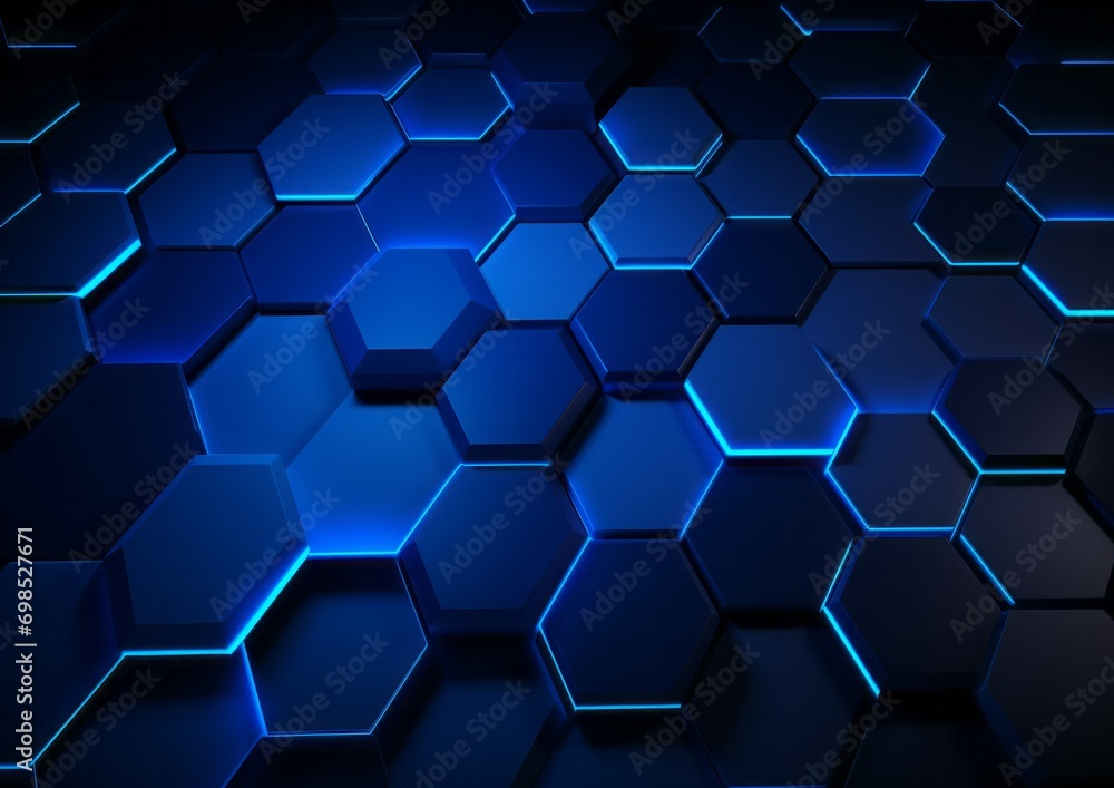 Abstract futuristic tech surface blue red neon light hexagon pattern background with light rays Abstract futuristic tech surface blue red neon light hexagon pattern background with light rays