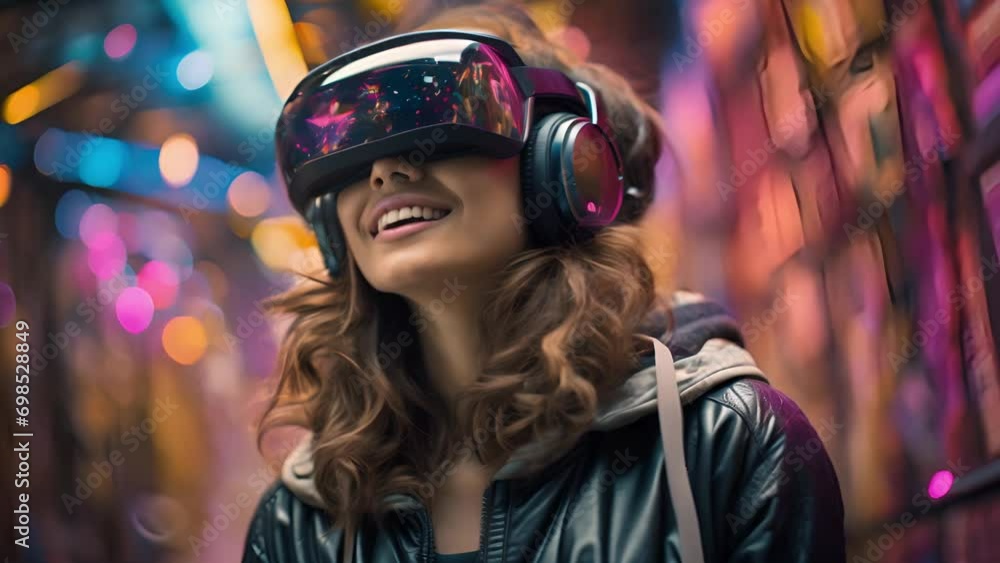 VRを楽しむ女性,Generative AI VRを楽しむ女性,Generative AI