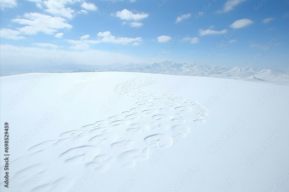 Obraz premium Pristine Snow Patterns. Serene Winter Landscape with Calming Rhythms and Natural Beauty