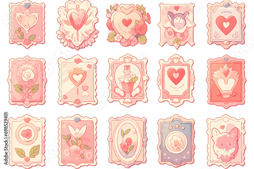 2d cartoon cute stamp valentine theme. generative ai