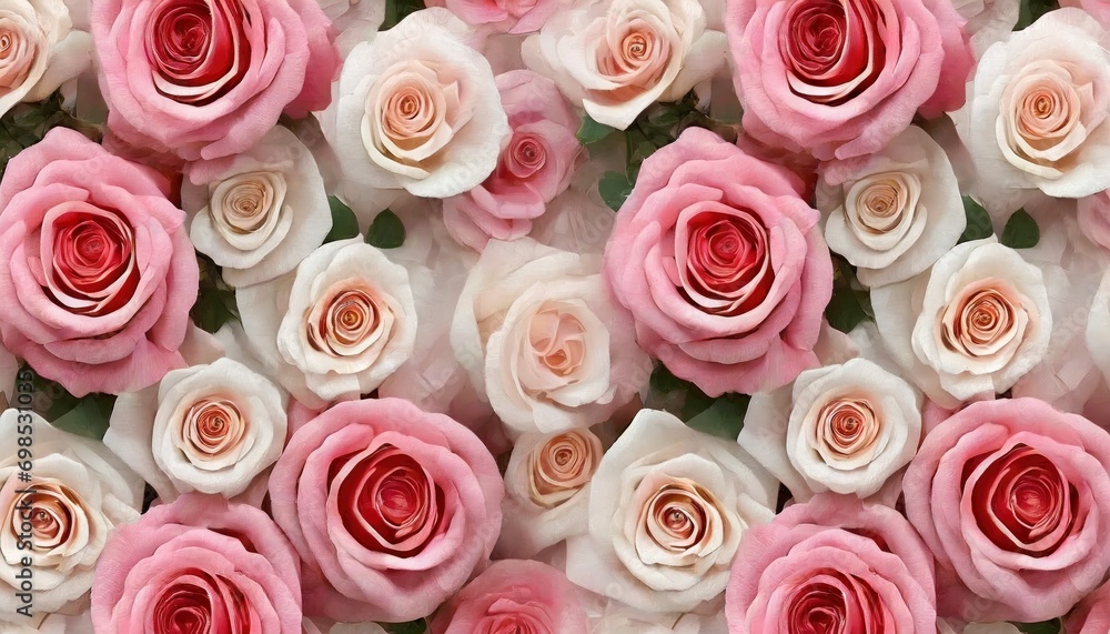 A summer-themed background with delicate roses in full bloom, creating a festive and pastel bouquet. The seamless wallpaper features a soft and inviting floral design. A summer-themed background with delicate roses in full bloom, creating a festive and pastel bouquet. The seamless wallpaper features a soft and inviting floral design.