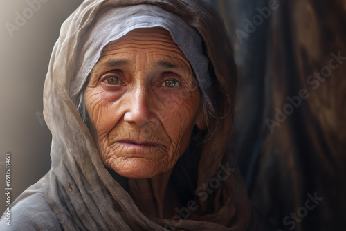 an old woman with blue eyes and a smile