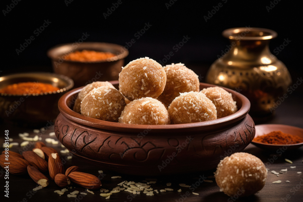 Indian sweets called laddoo for diwali festival. Indian sweets called laddoo for diwali festival.