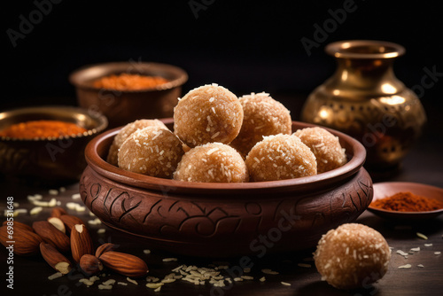 Indian sweets called laddoo for diwali festival. photo