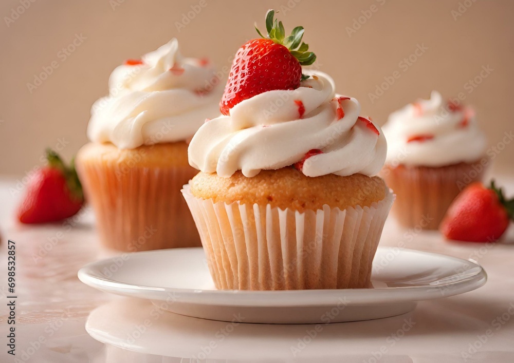 Strawberry Cupcakes with Cream Cheese Frosting and Coulis