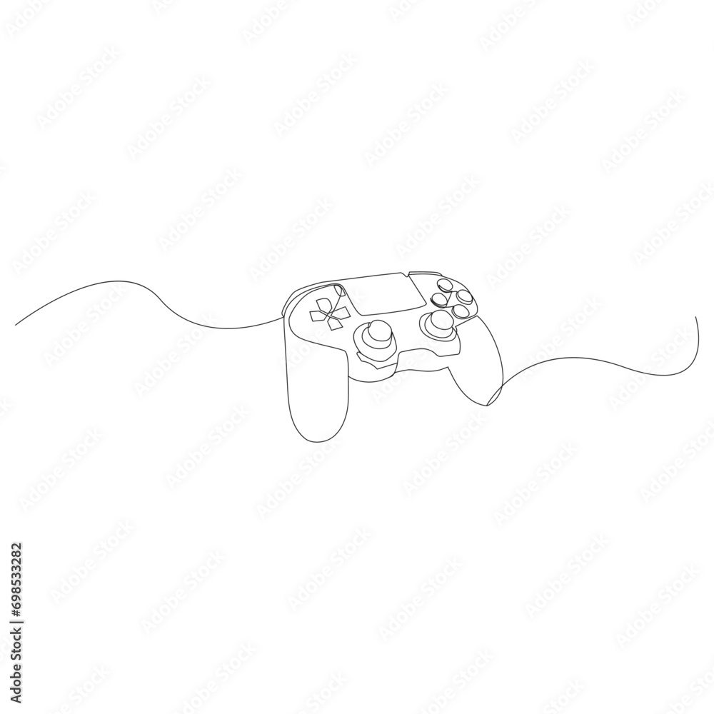Obraz premium Game controller Single continuous line drawing video games PlayStation gaming controller. One line draw graphic design vector illustration 