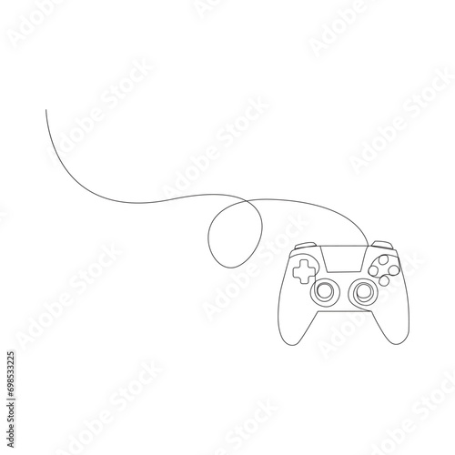 Game controller Single continuous line drawing video games PlayStation gaming controller. One line draw graphic design vector illustration
