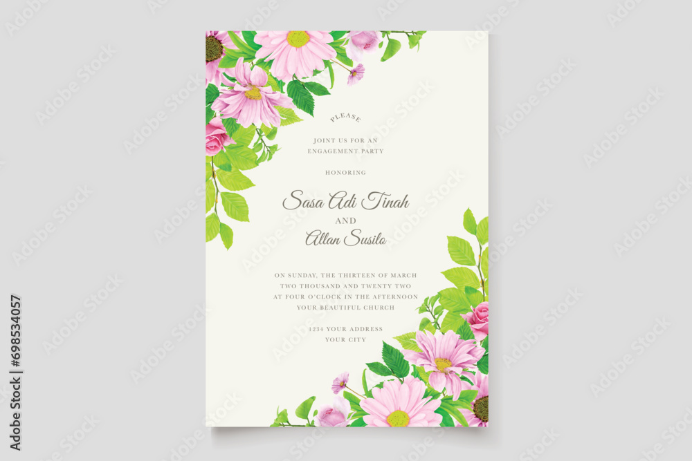 wedding card floral ornament design