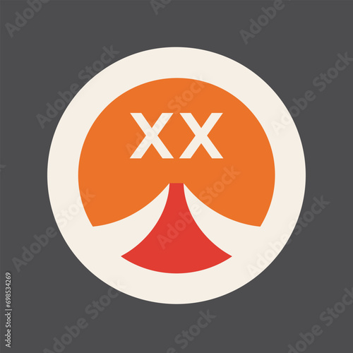 Eco-friendly products store filled colorful initial logo idea. Buying stuff for farming. Letters inside circle tree shape. Graphic design. Created using neural network