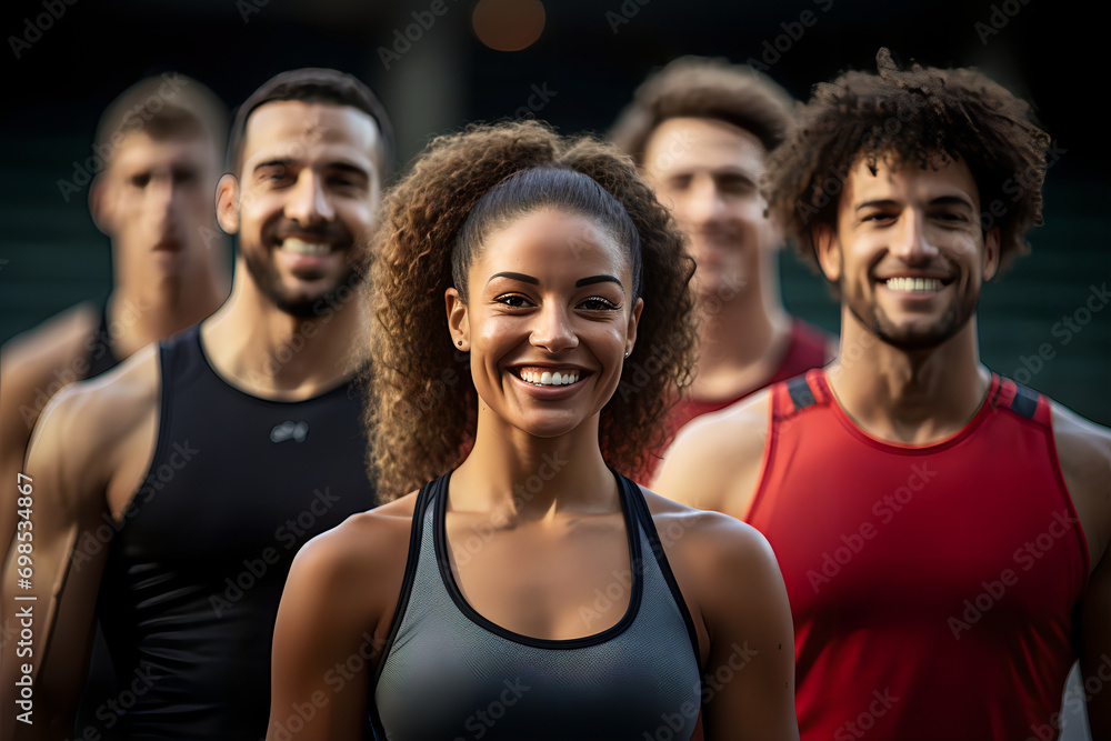 Obraz premium Powerful Positivity: Athletes United in Strength and Smiles