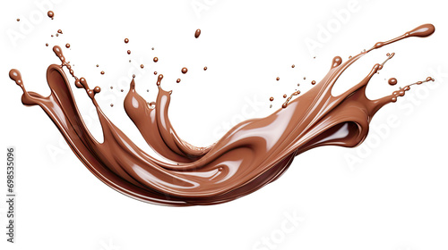 Chocolate isolated splashes wave with clipping path on white background