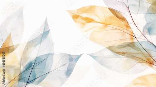 Branch of leaves transparent watercolour background. Pastel colour palette. Generative AI