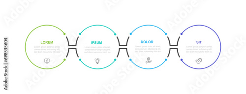 circle line connected with 4 step process. Infographic template vector element 