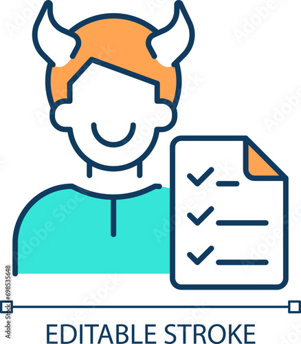 2D editable malicious compliance icon representing workplace trends, isolated simple vector, thin linear illustration.