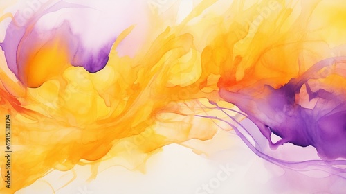 Watercolor Blend of Yellow, Orange, and Purple