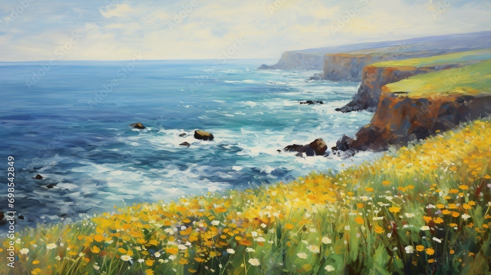 Seascape Cliff Oil Painting