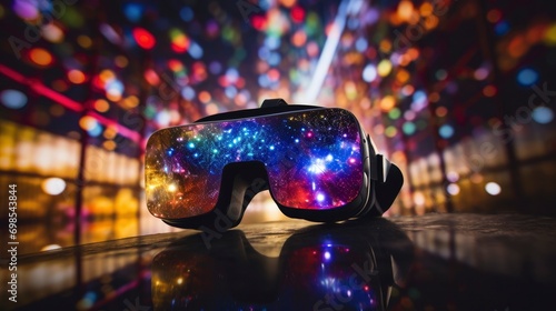Realistic virtual reality headset with bokeh effect