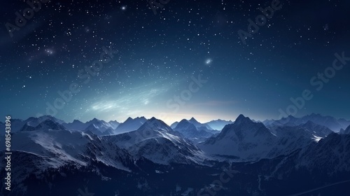 The Milky Way over the winter mountains landscape © MSTSANTA