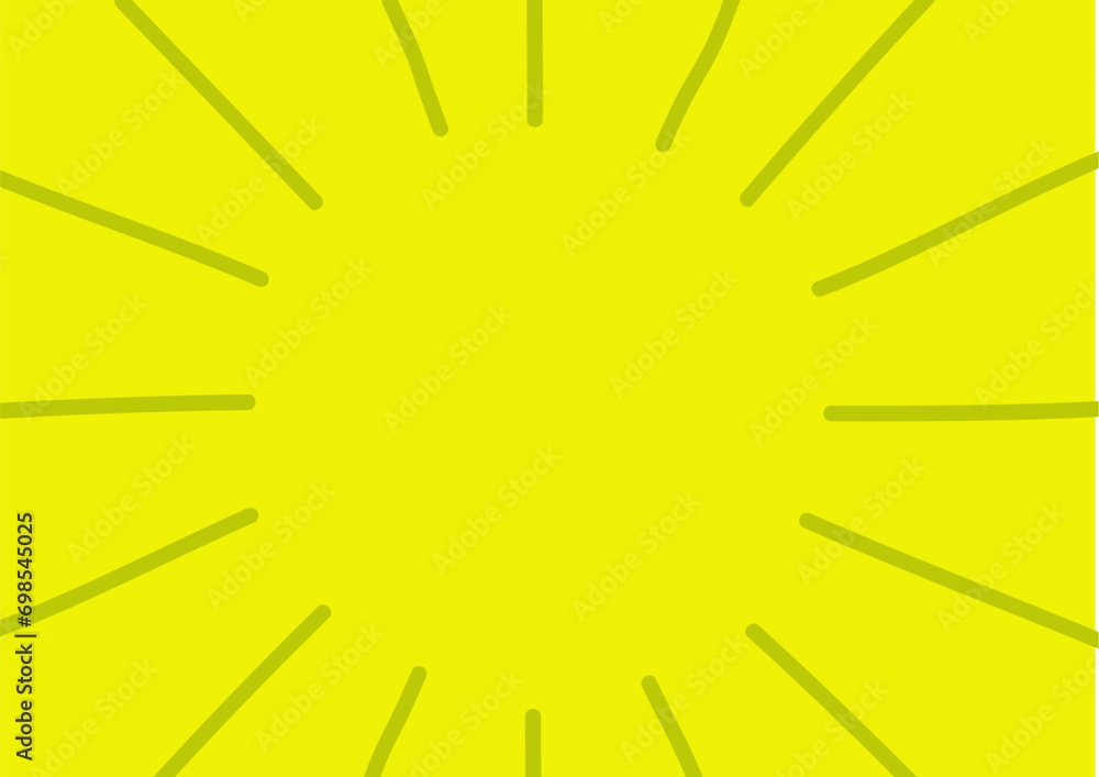 Obraz premium かわいいシンボルの集中線の背景 太陽 サンバースト スターバースト