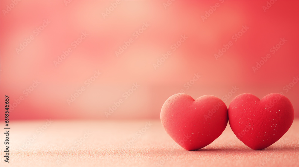 Two Red Hearts Together on Pink, Perfect for Love and Relationship Concepts Two Red Hearts Together on Pink, Perfect for Love and Relationship Concepts