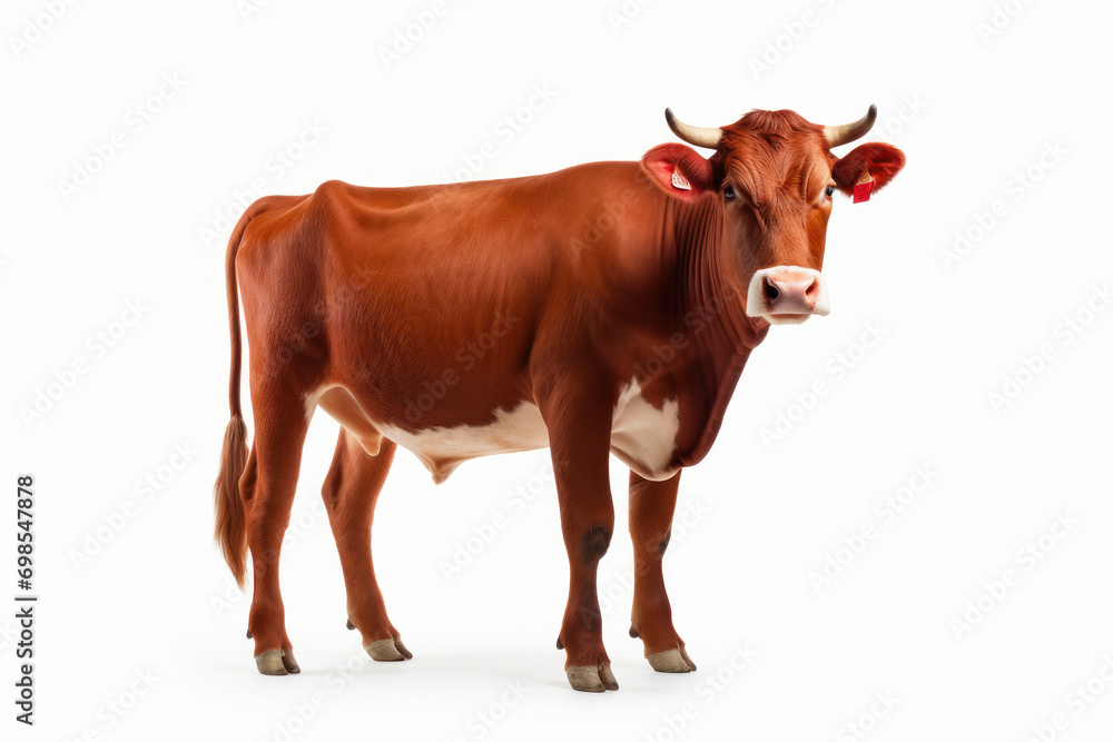Red color indian cow on white background Red color indian cow on white background