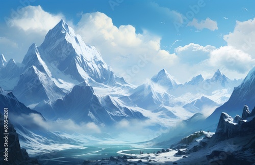 Wallpaper Mural Majestic mountain peaks with snow-capped on a clear day Torontodigital.ca