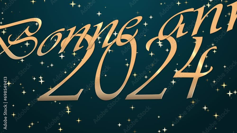 Vidéo Stock Bonne Annee 2024 Golden illuminate and simplicity Shining