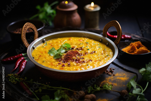 Indian delicious food dal tadka photo