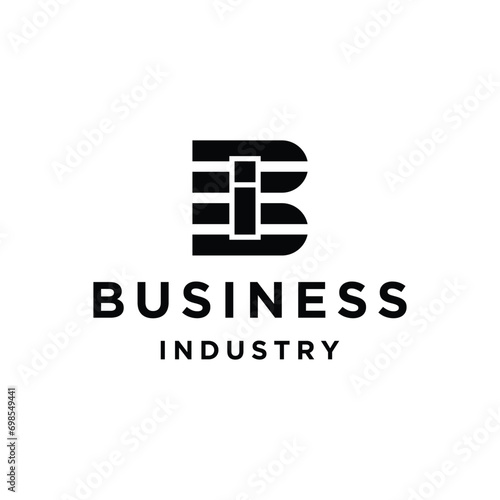 Initial Letter B BI IB Modern with Simple Stripes Art Style For Business Brand Inspiration Logo Design Template.