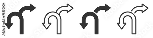 Choice vector icons set. Alternate Route line and filled vector Symbols