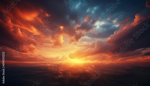a beautiful sunset over the clouds