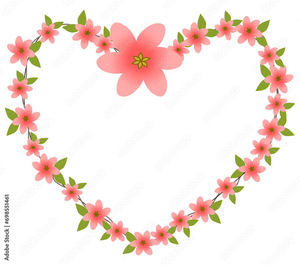 frame of flowers in heart shape