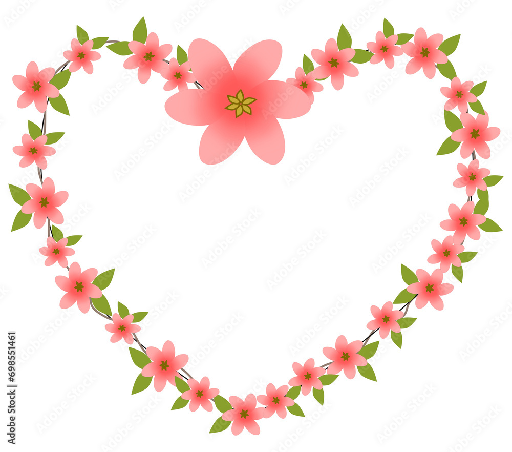 frame of flowers in heart shape frame of flowers in heart shape