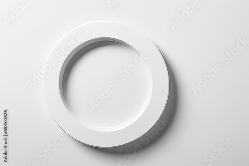 3d rendering of white round frame on white background.