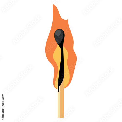 Cute vector illustration of a burning match stick.