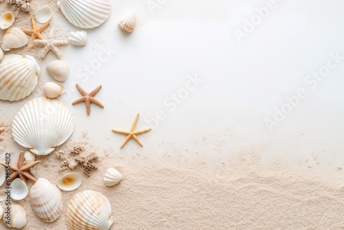 Seashell And Sand-Textured Frame  Capturing Beach Vibes