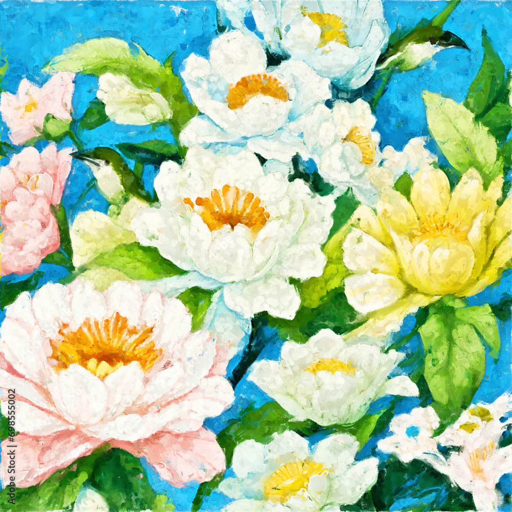 Beautiful abstract oil painting flower illustration