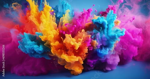 Color splash digital illustration  colorful paint smoke  art concept. Generative AI