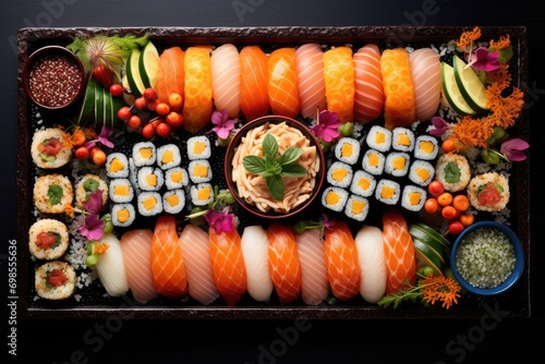 Sushi Art, Beautifully Arranged Sushi Platter With Intricate Details