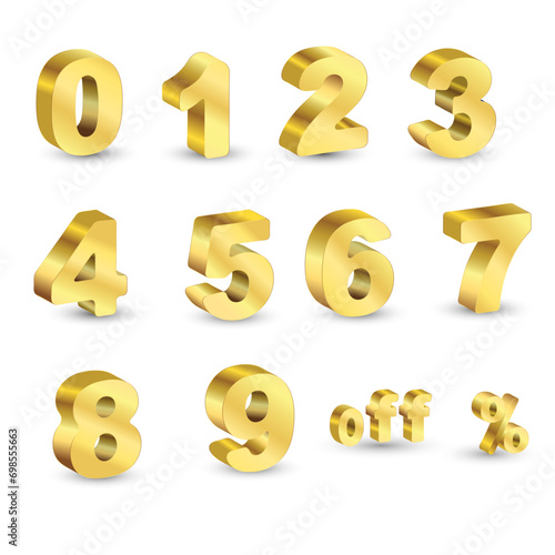 Discount numbers 3d vector illustration