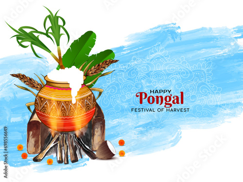 Happy Pongal religious south Indian festival background design photo