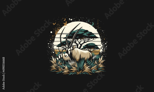big antelope on forest vector artwork design