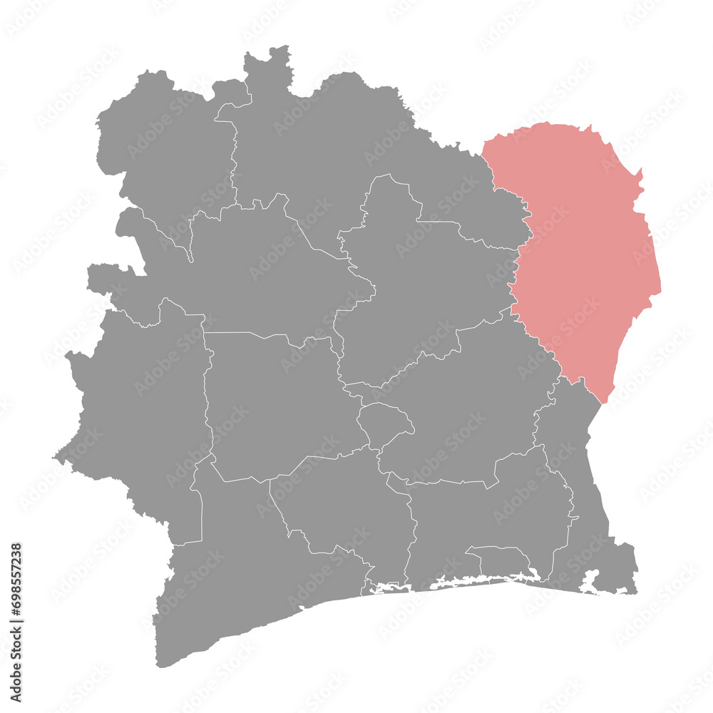 Fototapeta premium Zanzan district map, administrative division of Ivory Coast. Vector illustration.