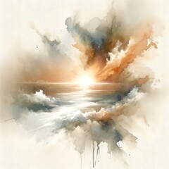 The Creation. Biblical. Christian religious watercolor Illustration