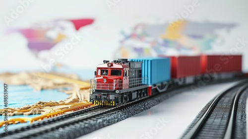 Global business logistics transport import export and International trade concept, Logistics distribution of containers cargo freight ship, Truck and train on white background