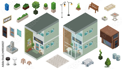 set of building or houses