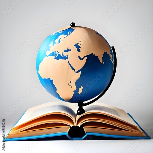 A book with globe for World Book Day and copyright day concept.  World Book Day changes lives through a love of books and reading. Celebrate a love of books in school and at home. Love of books photo