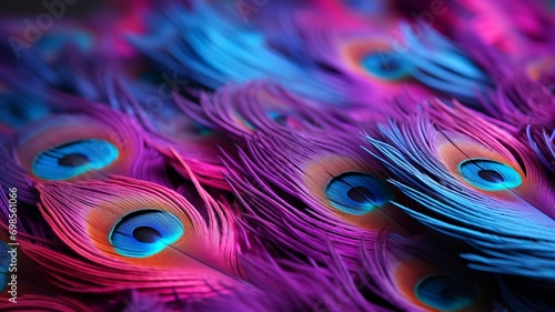 Peacock feather background, Generative AI