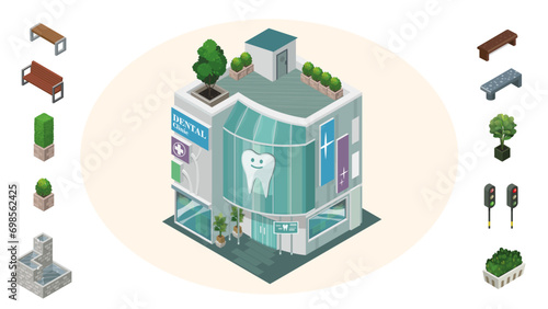 Dental Clinic and other element. - isometric